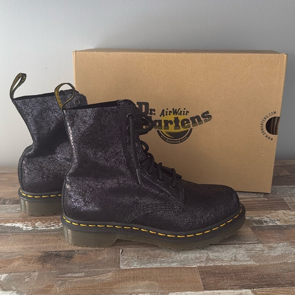 Dr. Marten 1460 Pascal Metallic Leather Lace Up Boots